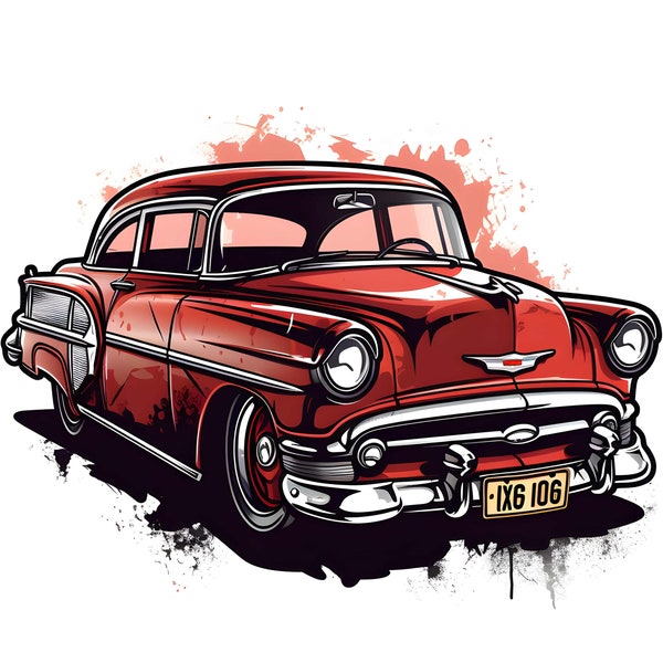 Old Cars, 12 High Clipart GPGs, Beautiful Old car, Design Tshirt, Wild Of Cars, Commercial Use, Digital Download, Watercolor, ClipArt Cars