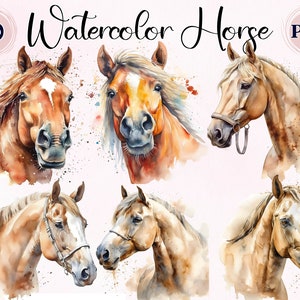 Aquarel paard, Steed clipart, 10 hoge kwaliteit PNG, aquarel Mare clipart paard, commercieel gebruik, kaart maken, paard PNG, wilde dieren PNG