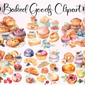 Prodotti da forno, 10 PNG di alta qualità, Arte dell'acquerello, Pane Clipart, Caramelle per torte, Pianificatore digitale, Download digitale, Uso commerciale, torta fresca