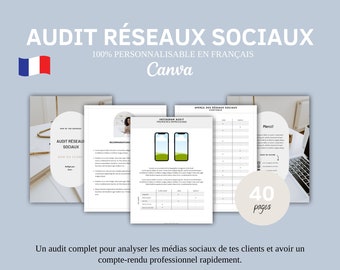 template canva audit réseaux sociaux ⎮audit médias sociaux⎮modèle audit Instagram⎮content manager⎮assistante virtuelle⎮social media manager