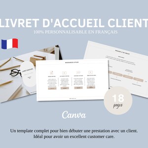 French onboarding canva template⎮customer welcome booklet⎮customizable template⎮content manager⎮virtual assistant⎮social media manager