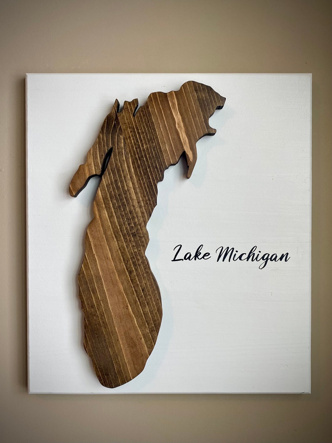 Lake Michigan Wood Map, Wall Art, Home Décor, Handmade Woodwork Etsy