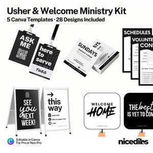 Church Welcome Kit Bundle | Canva Template | Church Template | Church Invitation | Church Sign Poster | Connect Cards | Instant Download