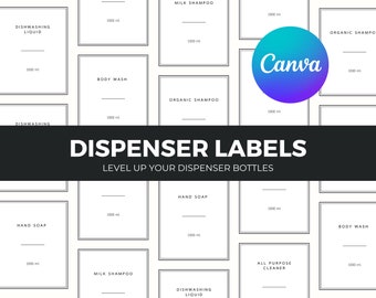 Customizable Dispenser Labels Editable Canva Template Done-for-you Instant Download