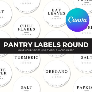 Minimalist Round Pantry Labels: DIY Canva Template (Instant Download)