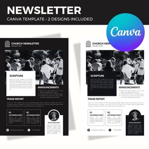 Church Newsletter Template | Church Bulletin Canva Template | Church Templates | Church Announcement Flyer | Church Ads | Instant Download