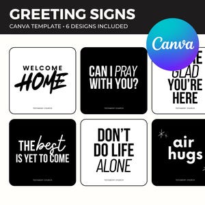 Conjunto de modelos de placa de boas-vindas para igrejas | Modelo Canva | Modelo para igreja | Placa de saudação para igreja | Download instantâneo