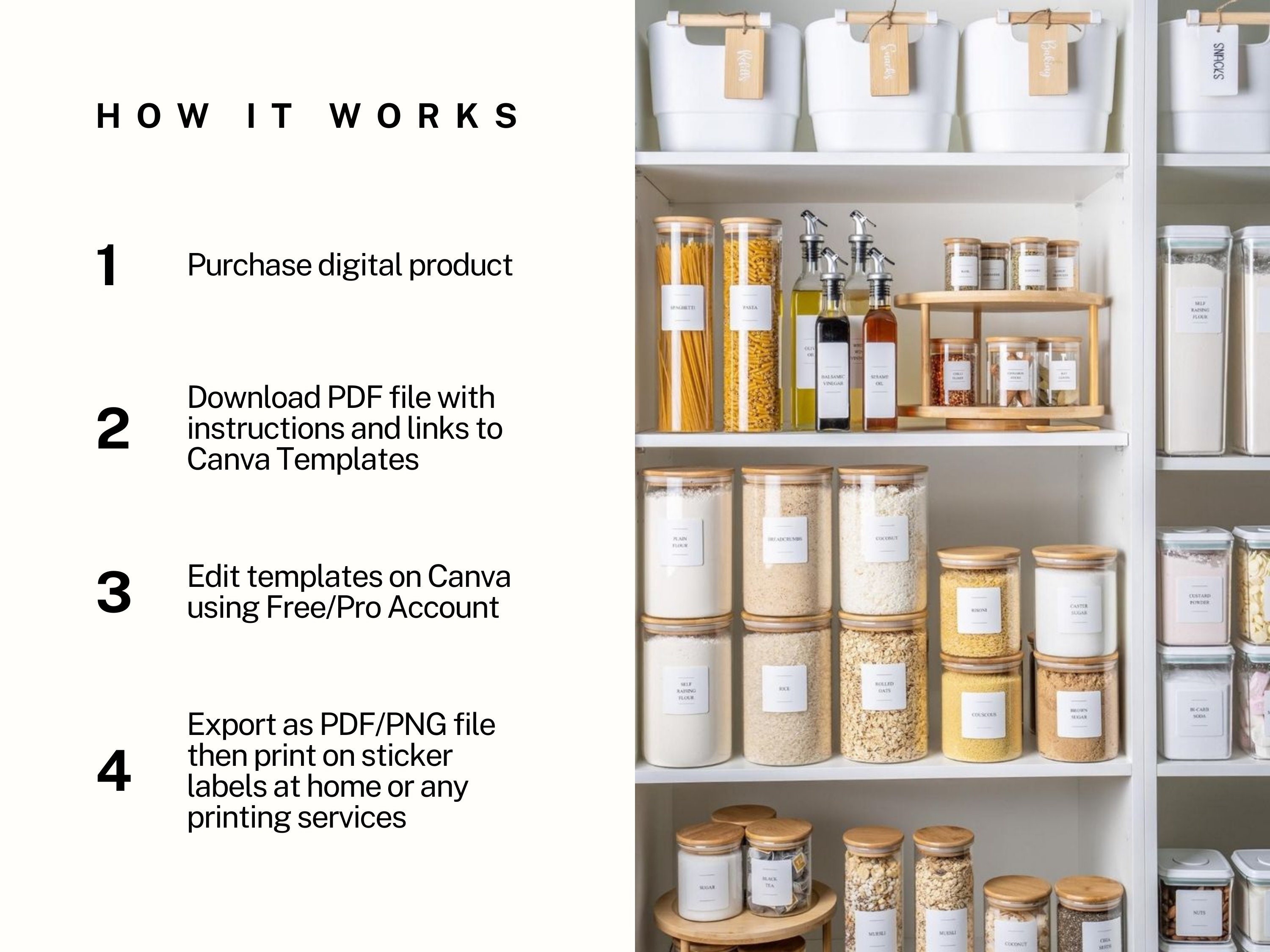 Pantry Labels Organisation Canva Editable Template for Jars Herbs