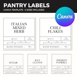 Aanpasbare voorraadkastlabels organisatie minimalistische vintage canvassjabloon voor potten kruiden bewerkbare en afdrukbare labels | Direct downloaden