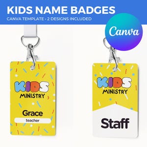 Kids Church Name Badge ID VBS Template | Church Canva Template | Church Templates | Kids Ministry Badge Children Ministry | Instant Download