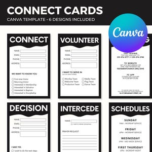 Church Connect-welkomstkaartsjabloonbundelset | Canvassjabloon | Kerksjablonen | Kerkbezoeker | Welkomstkaart | Direct downloaden