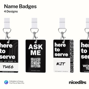 Church Name Badge ID Template Bundle Set | Church Canva Template | Church Templates | Church ID | Ministry Badge Staff ID | Instant Download