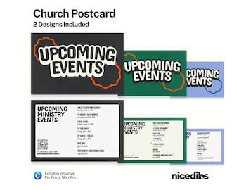 Editable Church Event Postcard Template, Printable A6 Invitation for Canva, Modern Outreach Card, Upcoming Events Schedule