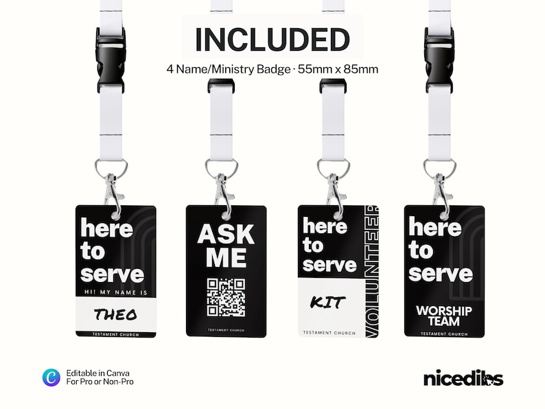 Church Volunteer Team Templates Bundle: Sign-up, Roster, Badges ...