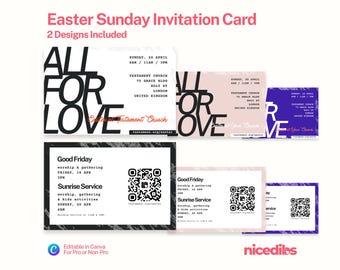 Easter Church Invitation Canva Template | Resurrection Sunday Invite Card | Editable Church Outreach Flyer