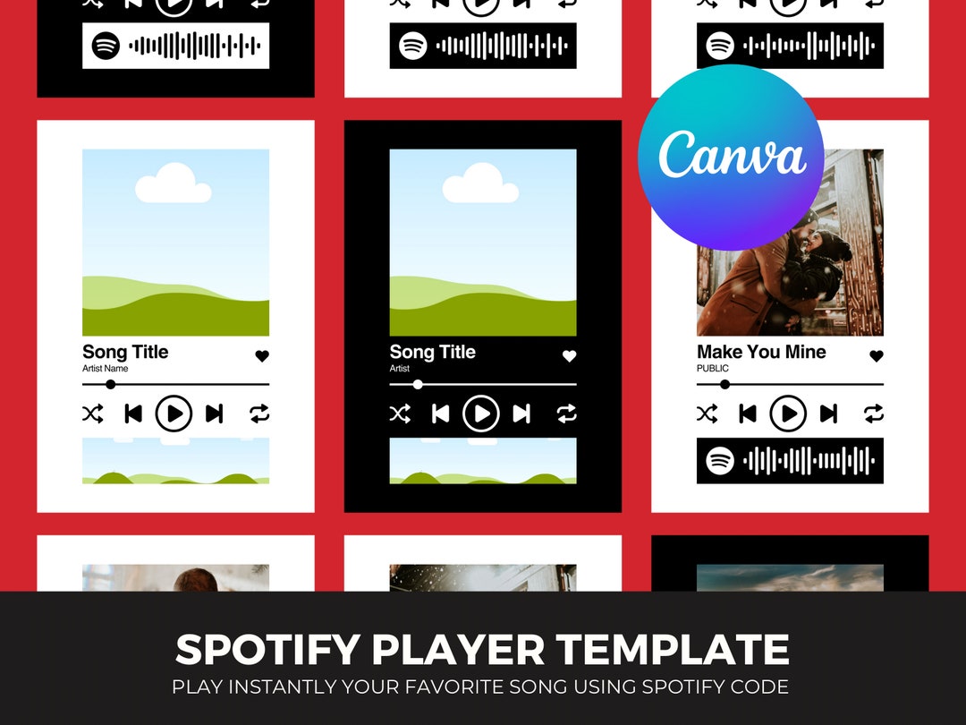 Custom Spotify Music Player Frame Canva Template Personalized Song Custom Spotify Music Player Frame Canva Template Personalized Song