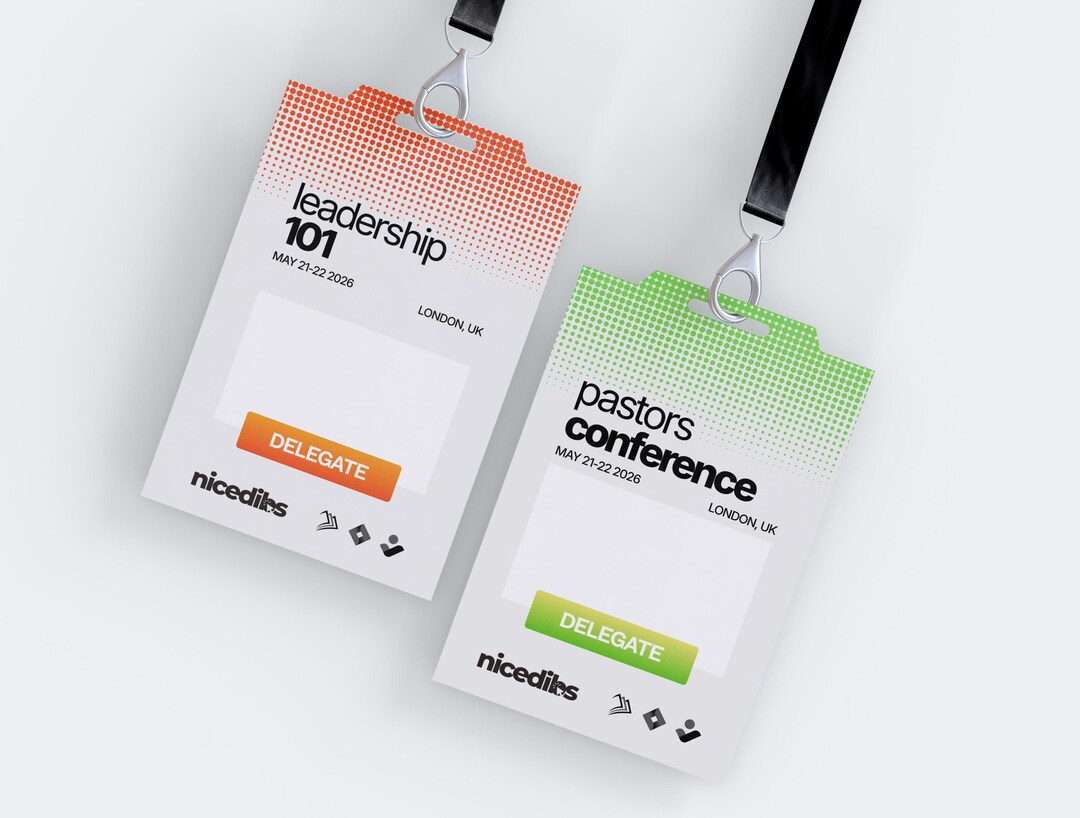 Church Event Name Badge ID Template Bundle Editable Canva Design