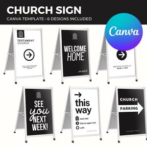 Church A-Frame Signs Welcome Parking Signs Template Bundle | Canva Template | Church Template | Church Yard Sign Poster | Instant Download