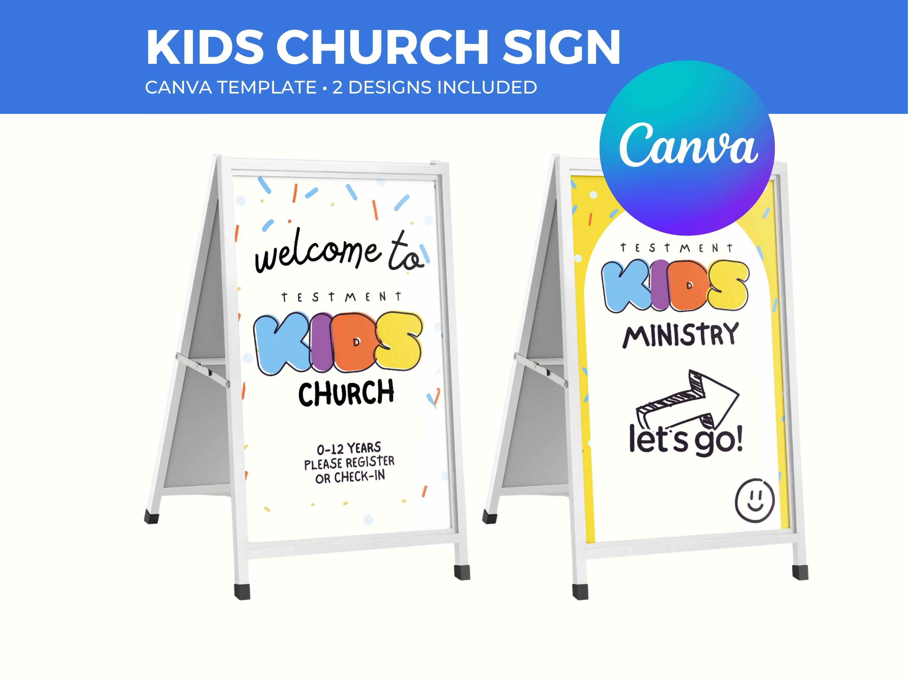Kid Church A-frame Sign VBS Template | Canva Template | Church ...
