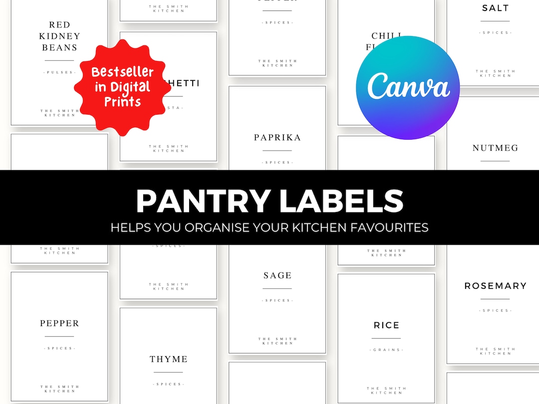 Personalized Pantry Labels Canva Template, Minimalist Kitchen ...