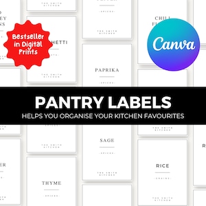 Customizable Pantry Labels Organisation Done-For-You Canva Template for Jars Spices Editable and Printable Labels | Instant Download