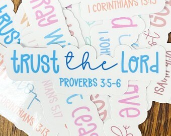6 Inspirational Christian Bible Verse Waterproof Die-Cut Stickers - Faith-based Decoration and Encouragement