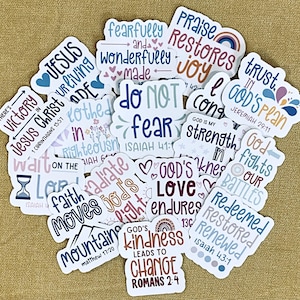 5 - 20 Inspirational Christian Bible Verse Waterproof Die-Cut Stickers - Faith-based Decoration and Encouragement