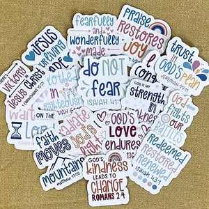 5 - 20 Inspirational Christian Bible Verse Waterproof Die-Cut Stickers - Faith-based Decoration and Encouragement