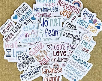5 - 20 Inspirational Christian Bible Verse Waterproof Die-Cut Stickers - Faith-based Decoration and Encouragement