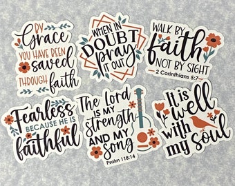 Waterproof Christian Stickers: Bible Verse Decals - Set of 6