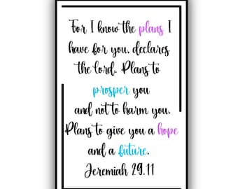 Bible Verse Stickers, Jeremiah 29 11, Micah 6 8 for Bibles, Journals, Laptops