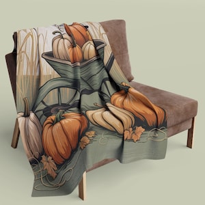 Pumpkin Harvest Fleece Blanket: Cozy Fall Decor, Thanksgiving Gift