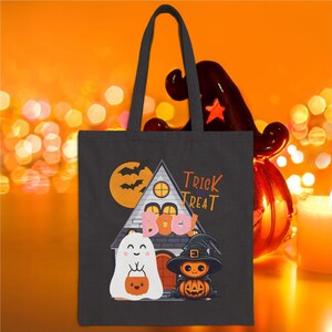 Halloween Trick or Treat Bag, Halloween Candy Tote, Kid&#39;s Goody Bag, Colorful Treat Bag, Cute Candy Bag