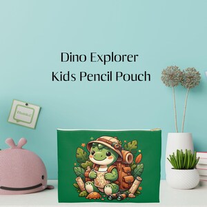 Whimsical Dinosaur Pencil Pouch Cute Travel Organizer for Kids, Party Favor, Gift, School Supplies, Art Storage