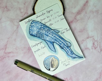 Postcard A6 watercolor info card whale shark | Art Print |