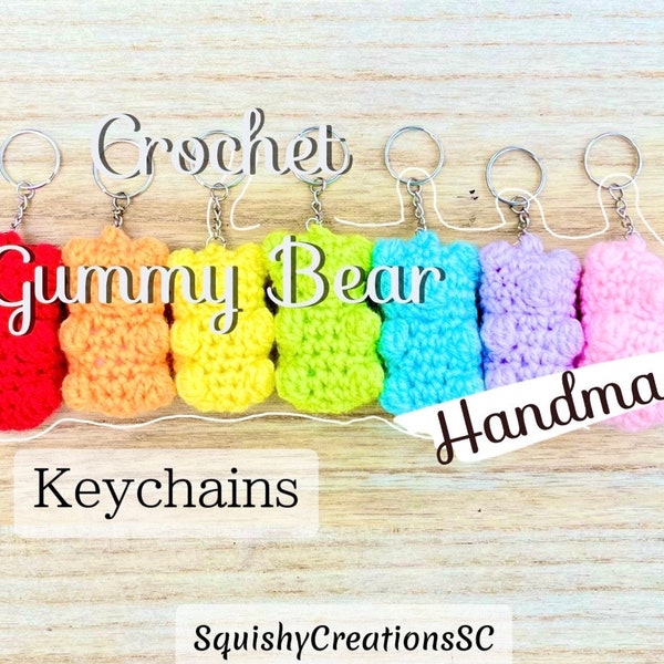 Handmade Crochet Gummy Bear Keychain | Kawaii Amigurumi | Stuffed Animal Toy | Crochet Gummy Candy Plush | Cute Crochet Food