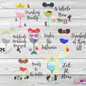 Princess Wine Glasses, SVG, PNG, JPG, cricut, silhouette, digital download