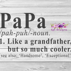 papá, abuelo, definición, SVG, PNG, JPG, Cricut, Silueta, Descarga digital
