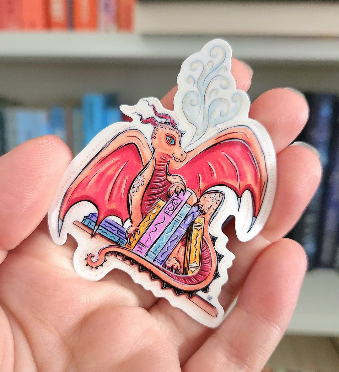 Ruby the Red Book Dragon- Vinyl Sticker | Book Dragon Not a Worm ...