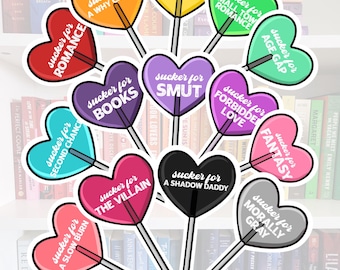 Sucker for… - bookish stickers / booktok / book addict / whimsy / reader / water resistant | bookish gifts | kindle