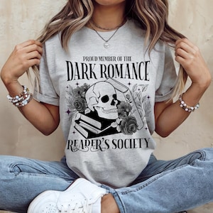 Dark Romance Reader&#39;s Society - Bookish Tee, Reading Shirt, Book Lover T-shirt | bookish gifts | book merch | apparel | tshirts