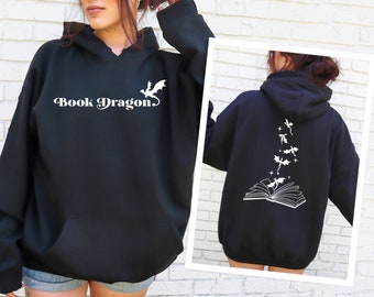 Book Dragon hoodie | Reading Shirt | Clothing | bookish gifts | sweater | bookish merch | bookish | sweater | dragons | fantasy | booktok