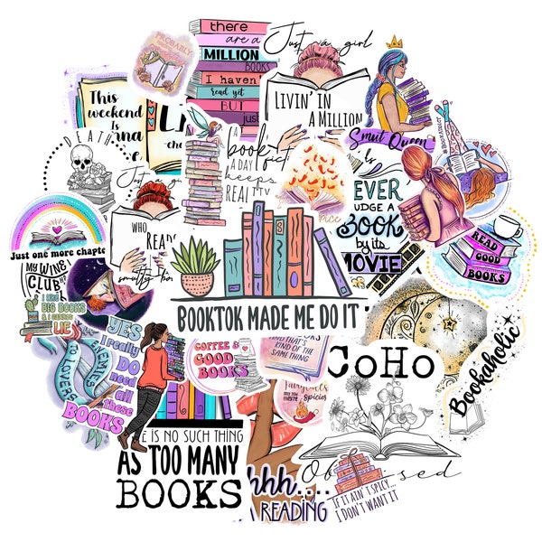 Bookish sticker packs | books | booktok | laptop stickers | sticker bundle | reader | fun whimsy stickers