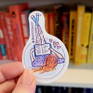 Book Addict -  VINYL STICKER | bookish sticker | water resistant | books | reader | bookish gifts | booktok | redhead | whimsy