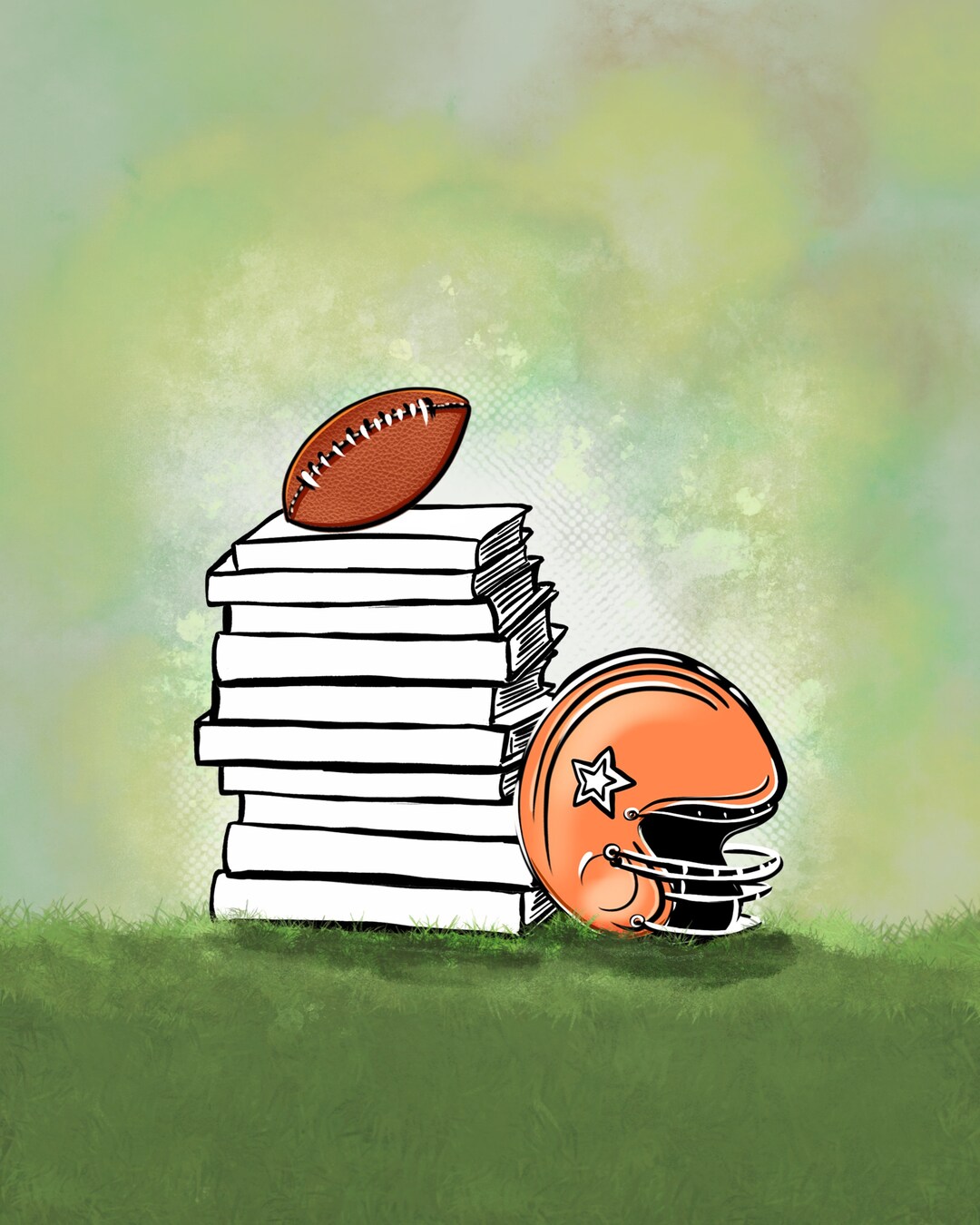 Football Romance Book Pile Customizable Art Print DIGITAL Etsy