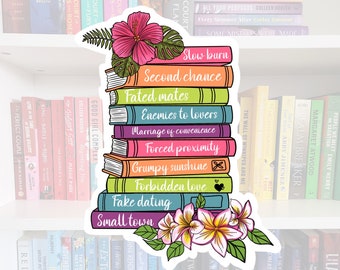 Book tropes - tropical summer sticker /  booktok / book addict / books | bookish gifts / chapters | bookish merch | booktok | bookstagram