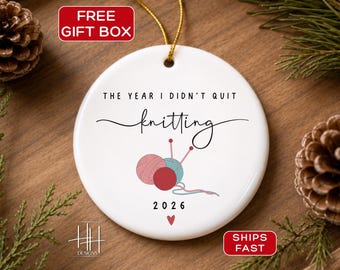 Custom Knitting Ornament Gift Funny Knitting Lover Gift Learn To Knit Yarn Lover Ornament New Knitter Funny Knitting Ornament Gift Idea