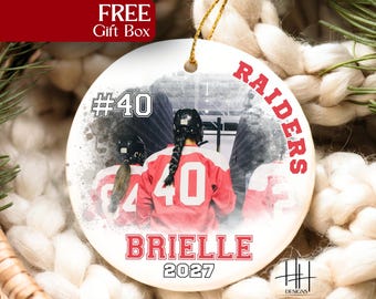 Personalized Girl Hockey Ornament, Custom Girl Hockey Photo Keepsake Ornament Girl Hockey Team Photo Ornament Keepsake Gift For Senior Night