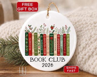 Custom Book Club Ornament Gift Holiday Keepsake Personalized Book Lover Ornament Gift Book Group Custom Ornament Gift for Book Club Group