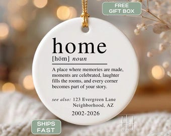 Personalized Home Ornament Home Ornament Keepsake New Home Housewarming Gift Our Home Christmas Ornament Home Definition Keepsake Ornament